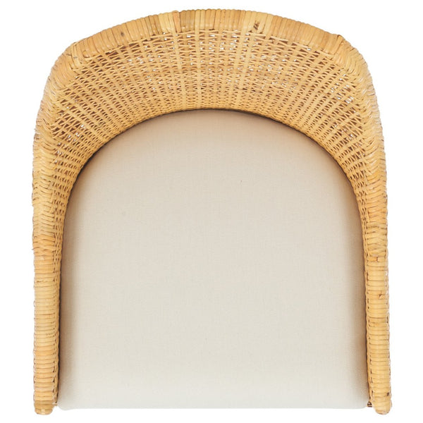 Safavieh Altha Modern Dining Chair With Plush Cushion - Stylish Rattan Barrel Back & Sturdy Mango Wood Legs DCH6506A