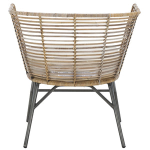 Safavieh Camira Dining Chair With Cushion - Coastal Charm, Ergonomic Support, And Modern Black Metal Legs DCH6507A