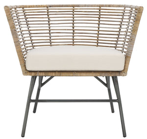 Safavieh Camira Dining Chair With Cushion - Coastal Charm, Ergonomic Support, And Modern Black Metal Legs DCH6507A