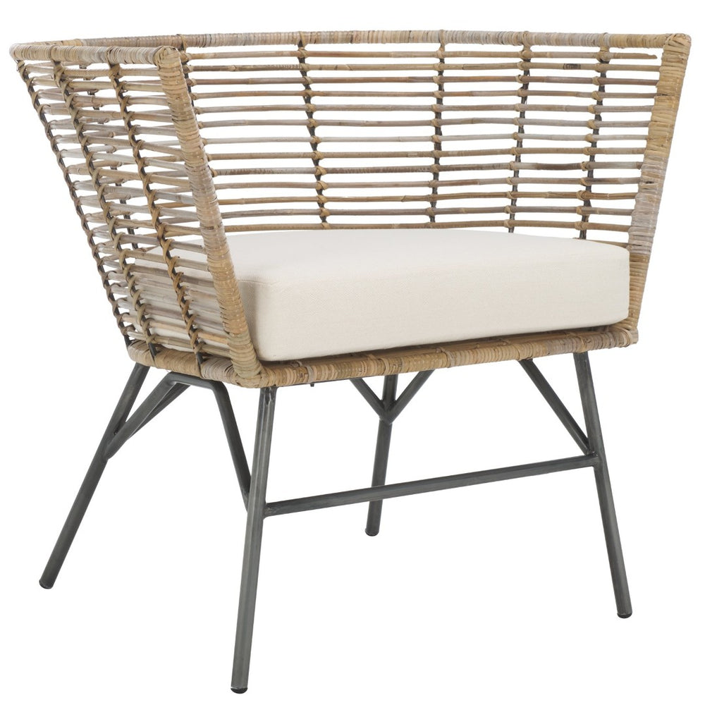 Safavieh Camira Dining Chair With Cushion - Coastal Charm, Ergonomic Support, And Modern Black Metal Legs DCH6507A