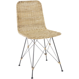 Safavieh Minerva Weaved Dining Chair - Chic Light Natural Design With Sturdy Black Metal Frame For Elegance Light Natural ,Black Metal & Rattan Dch6508a-set2