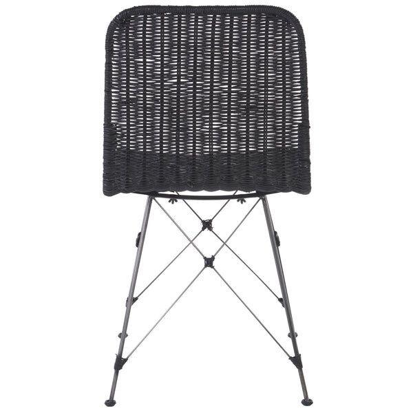 Safavieh Minerva Weaved Dining Chair - Chic Light Natural Design With Sturdy Black Metal Frame For Elegance Black ,Black Metal & Rattan Dch6508c-set2