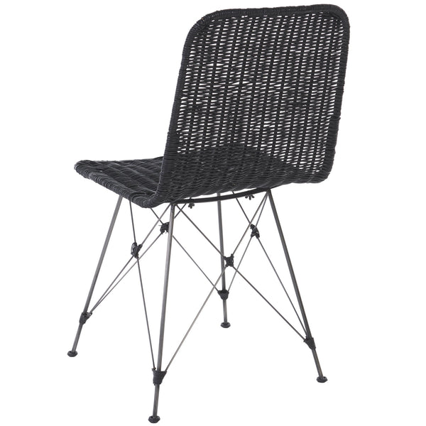 Safavieh Minerva Weaved Dining Chair - Chic Light Natural Design With Sturdy Black Metal Frame For Elegance Black ,Black Metal & Rattan Dch6508c-set2