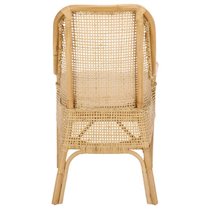 Alina Rattan Dining Chair With Removable Padded Cushion — Coastal Texture, Modern Scandinavian Charm