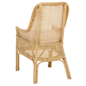 Alina Rattan Dining Chair With Removable Padded Cushion — Coastal Texture, Modern Scandinavian Charm