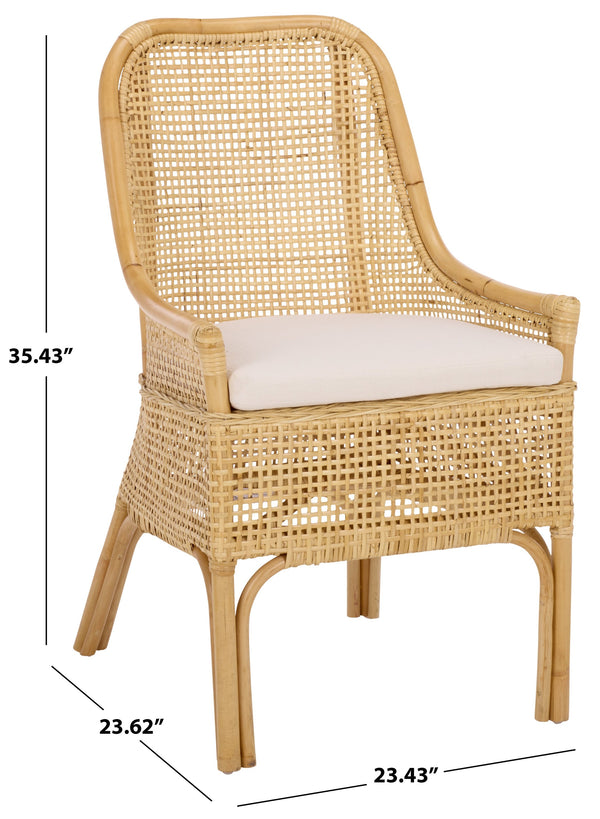 Alina Rattan Dining Chair With Removable Padded Cushion — Coastal Texture, Modern Scandinavian Charm