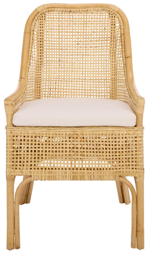 Alina Rattan Dining Chair With Removable Padded Cushion — Coastal Texture, Modern Scandinavian Charm