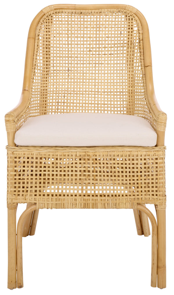 Alina Rattan Dining Chair With Removable Padded Cushion — Coastal Texture, Modern Scandinavian Charm