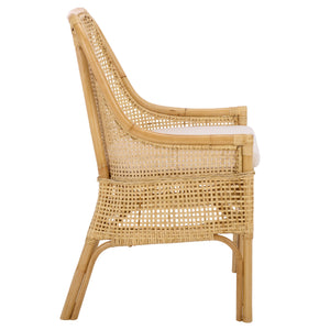 Alina Rattan Dining Chair With Removable Padded Cushion — Coastal Texture, Modern Scandinavian Charm