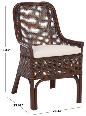 Alina Rattan Dining Chair With Removable Padded Cushion — Coastal Texture, Modern Scandinavian Charm