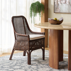 Alina Rattan Dining Chair With Removable Padded Cushion — Coastal Texture, Modern Scandinavian Charm
