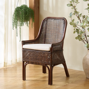Alina Rattan Dining Chair With Removable Padded Cushion — Coastal Texture, Modern Scandinavian Charm