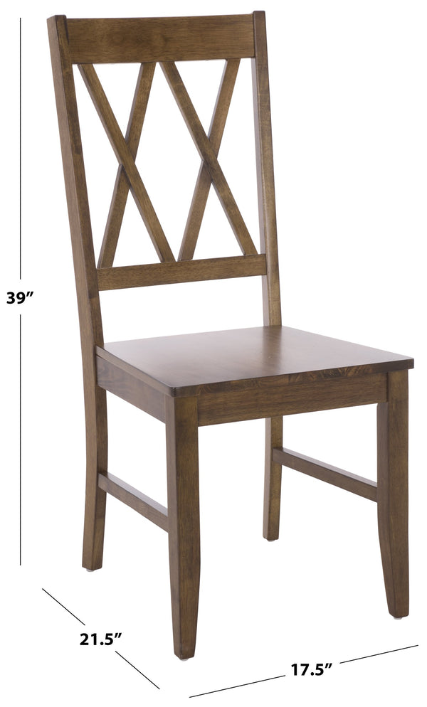 Yana Double X-Back Side Chair With Solid Wood Frame, Ergonomic Contour & Rich Grain Finish For Dining