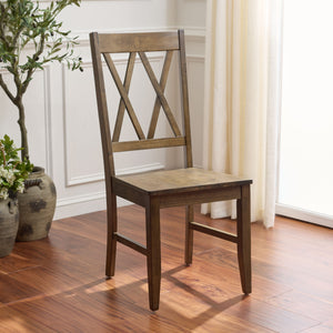 Yana Double X-Back Side Chair With Solid Wood Frame, Ergonomic Contour & Rich Grain Finish For Dining