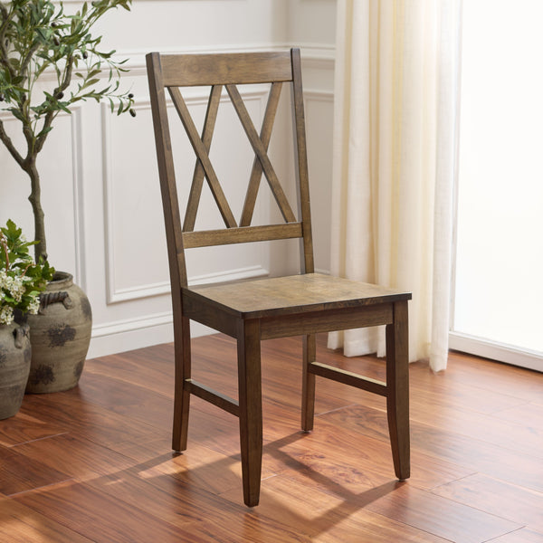 Yana Double X-Back Side Chair With Solid Wood Frame, Ergonomic Contour & Rich Grain Finish For Dining