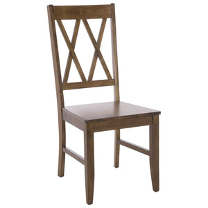Yana Double X-Back Side Chair With Solid Wood Frame, Ergonomic Contour & Rich Grain Finish For Dining