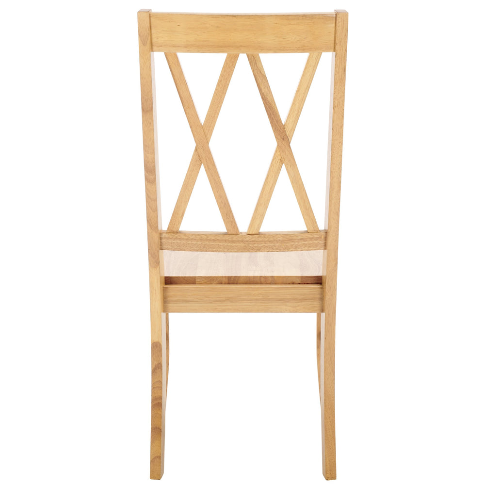 Safavieh Yana Double X-back Side Chair In Light Oak – Elegant Design To Elevate Your Dining Space Charm! Light Oak Wood Dch6900b