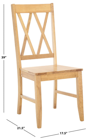 Safavieh Yana Double X-back Side Chair In Light Oak – Elegant Design To Elevate Your Dining Space Charm! Light Oak Wood Dch6900b