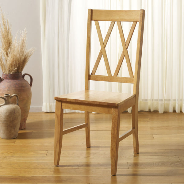 Safavieh Yana Double X-back Side Chair In Light Oak – Elegant Design To Elevate Your Dining Space Charm! Light Oak Wood Dch6900b