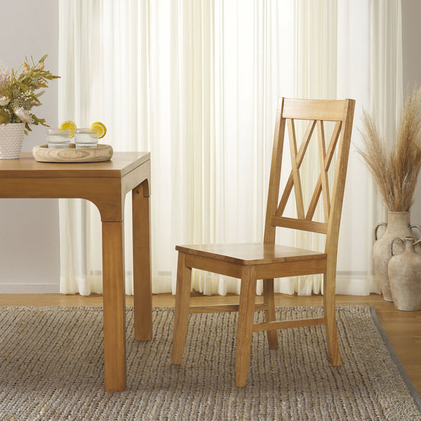 Safavieh Yana Double X-back Side Chair In Light Oak – Elegant Design To Elevate Your Dining Space Charm! Light Oak Wood Dch6900b