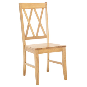 Safavieh Yana Double X-back Side Chair In Light Oak – Elegant Design To Elevate Your Dining Space Charm! Light Oak Wood Dch6900b