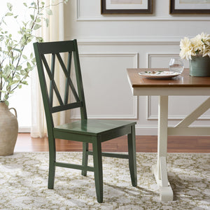Yana Double X-Back Side Chair With Solid Wood Frame, Ergonomic Contour & Rich Grain Finish For Dining