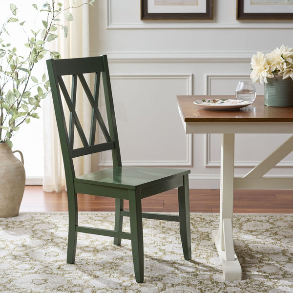 Yana Double X-Back Side Chair With Solid Wood Frame, Ergonomic Contour & Rich Grain Finish For Dining