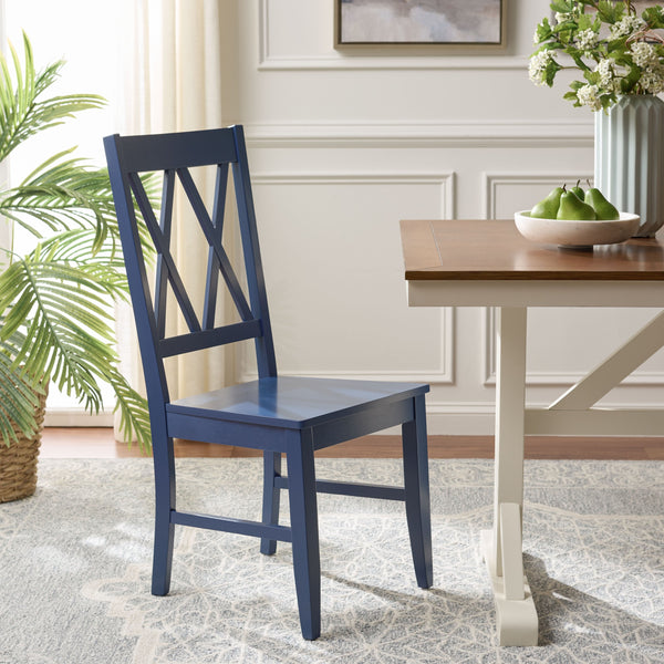 Yana Double X-Back Side Chair With Solid Wood Frame, Ergonomic Contour & Rich Grain Finish For Dining