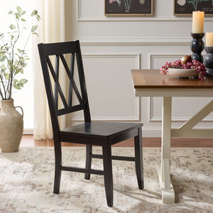 Yana Double X-Back Side Chair With Solid Wood Frame, Ergonomic Contour & Rich Grain Finish For Dining