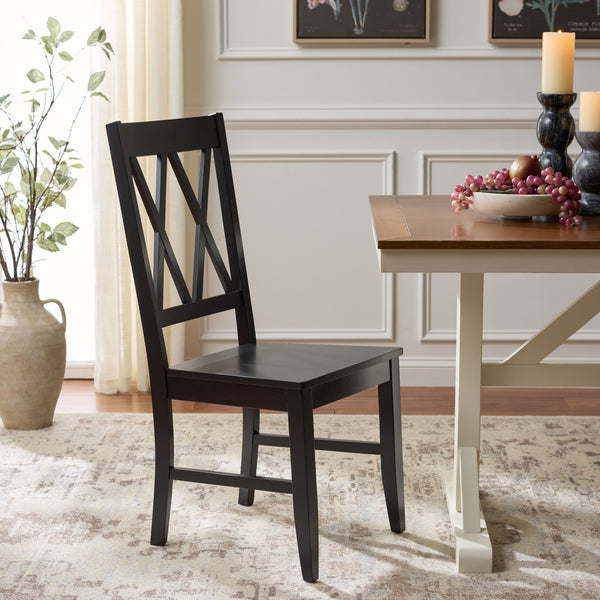 Yana Double X-Back Side Chair With Solid Wood Frame, Ergonomic Contour & Rich Grain Finish For Dining