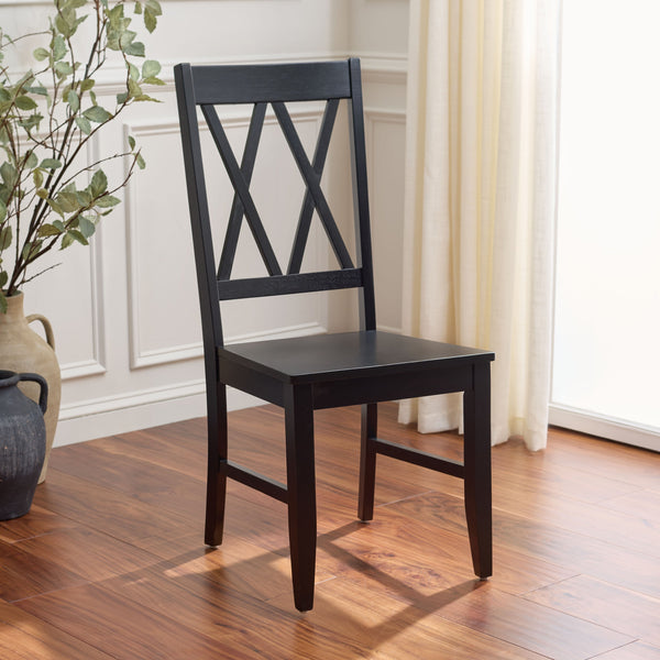 Yana Double X-Back Side Chair With Solid Wood Frame, Ergonomic Contour & Rich Grain Finish For Dining