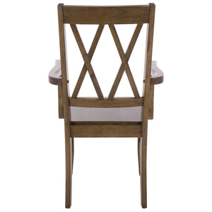 Yana Double X-Back Arm Chair With Ergonomic Arms And Rich Wood Finish For Dining & Accent Seating