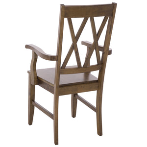 Yana Double X-Back Arm Chair With Ergonomic Arms And Rich Wood Finish For Dining & Accent Seating