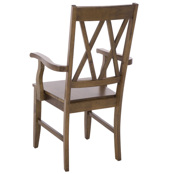 Yana Double X-Back Arm Chair With Ergonomic Arms And Rich Wood Finish For Dining & Accent Seating