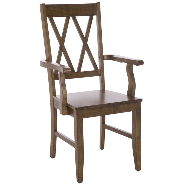 Yana Double X-Back Arm Chair With Ergonomic Arms And Rich Wood Finish For Dining & Accent Seating