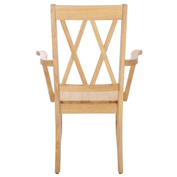 Safavieh Yana Double X-back Arm Chair In Light Oak | Stylish, Contemporary Design For Your Dining Space Light Oak Wood Dch6901b