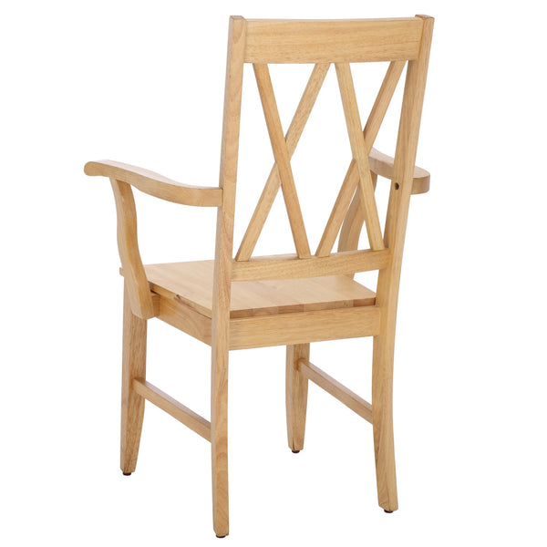 Safavieh Yana Double X-back Arm Chair In Light Oak | Stylish, Contemporary Design For Your Dining Space Light Oak Wood Dch6901b