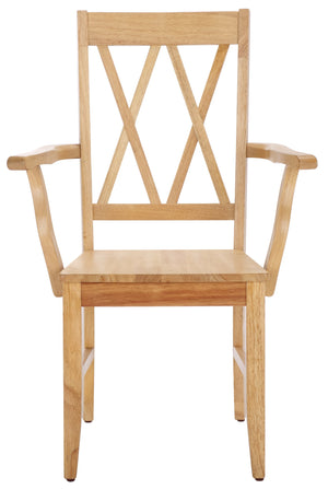 Safavieh Yana Double X-back Arm Chair In Light Oak | Stylish, Contemporary Design For Your Dining Space Light Oak Wood Dch6901b