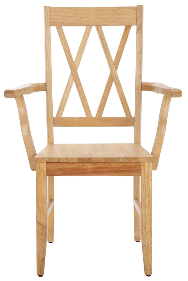 Safavieh Yana Double X-back Arm Chair In Light Oak | Stylish, Contemporary Design For Your Dining Space Light Oak Wood Dch6901b