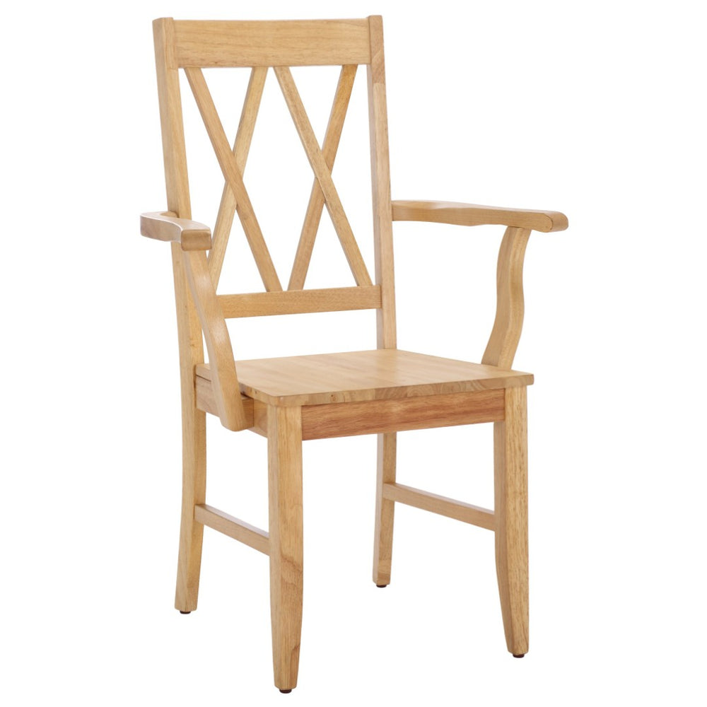 Safavieh Yelena Elegant Double X-Back Arm Chair For Timeless Dining Comfort In Any Home Interior Style Light Oak DCH6901B