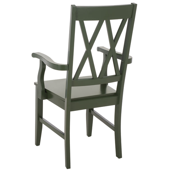 Yana Double X-Back Arm Chair With Ergonomic Arms And Rich Wood Finish For Dining & Accent Seating