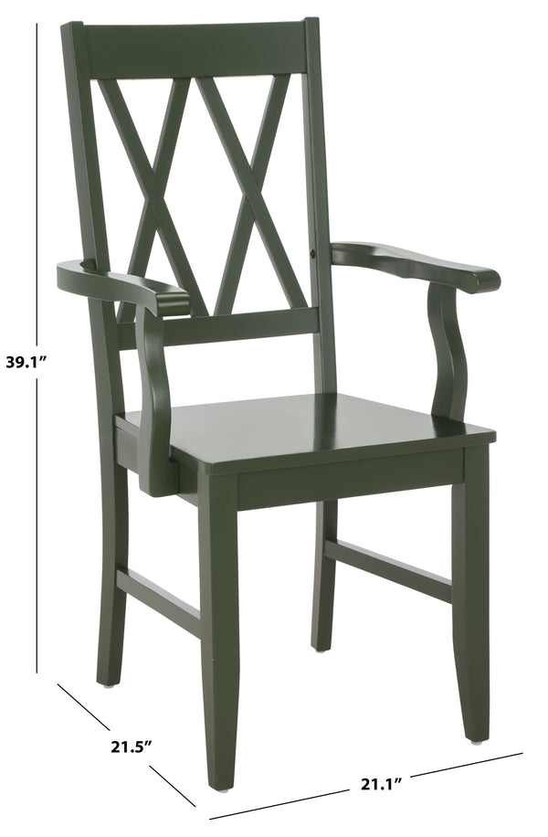 Yana Double X-Back Arm Chair With Ergonomic Arms And Rich Wood Finish For Dining & Accent Seating