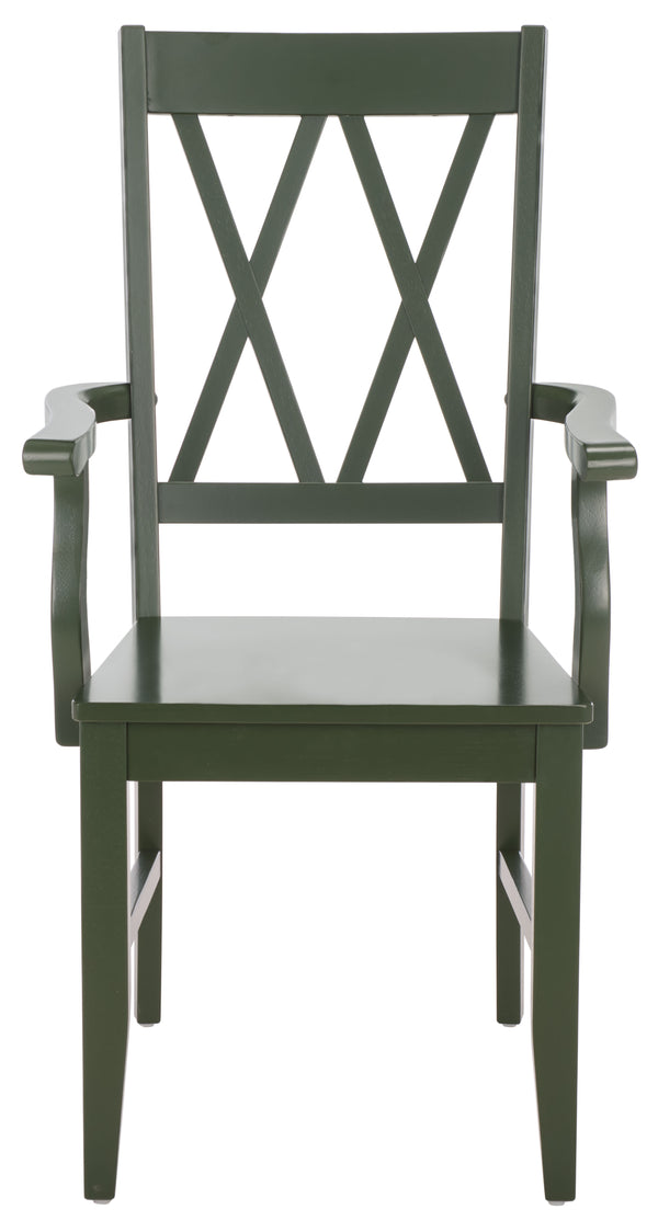 Yana Double X-Back Arm Chair With Ergonomic Arms And Rich Wood Finish For Dining & Accent Seating