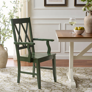 Yana Double X-Back Arm Chair With Ergonomic Arms And Rich Wood Finish For Dining & Accent Seating