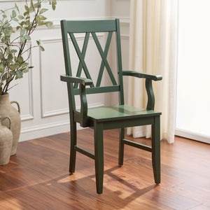 Yana Double X-Back Arm Chair With Ergonomic Arms And Rich Wood Finish For Dining & Accent Seating