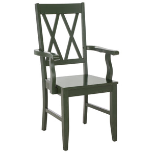 Yana Double X-Back Arm Chair With Ergonomic Arms And Rich Wood Finish For Dining & Accent Seating