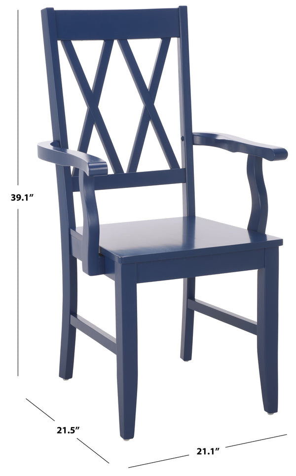 Yana Double X-Back Arm Chair With Ergonomic Arms And Rich Wood Finish For Dining & Accent Seating