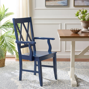 Yana Double X-Back Arm Chair With Ergonomic Arms And Rich Wood Finish For Dining & Accent Seating