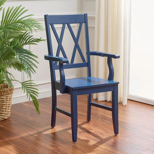 Yana Double X-Back Arm Chair With Ergonomic Arms And Rich Wood Finish For Dining & Accent Seating