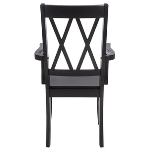 Yana Double X-Back Arm Chair With Ergonomic Arms And Rich Wood Finish For Dining & Accent Seating